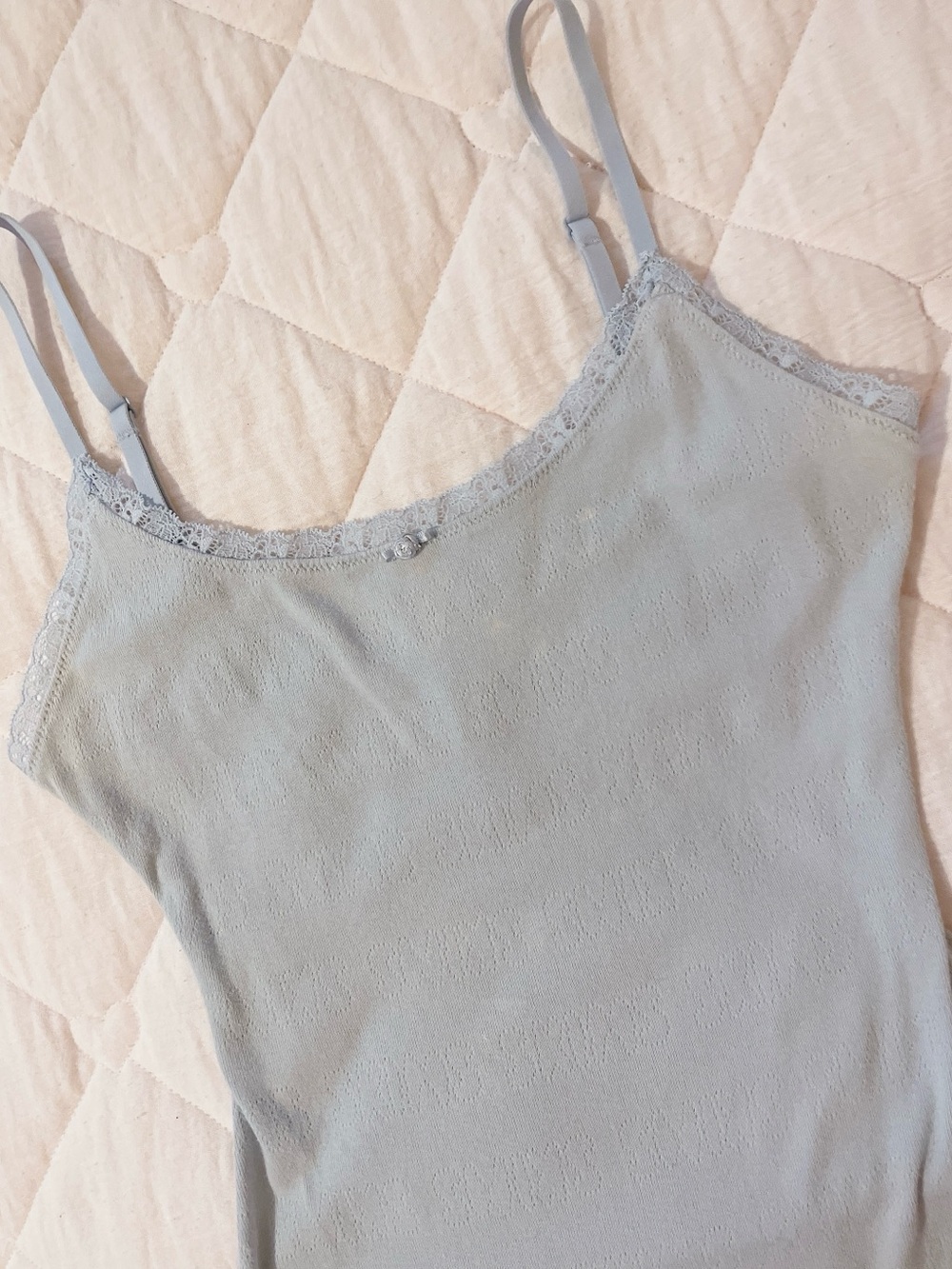 ྀིྀིྀིྀིྀི skims soft lounge lace logo pointelle bodysuit in light blue - Picture 4 of 7